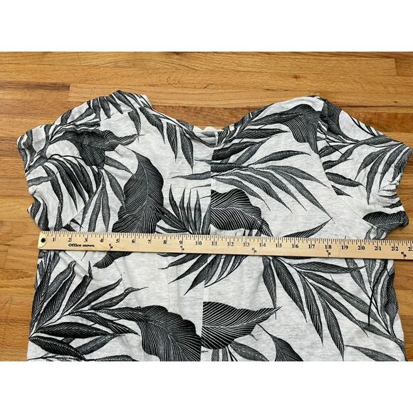 Tahari Women's 1X White Blouse Linen Top Tropical Leaf Beach Vacation Summer - Picture 7 of 7